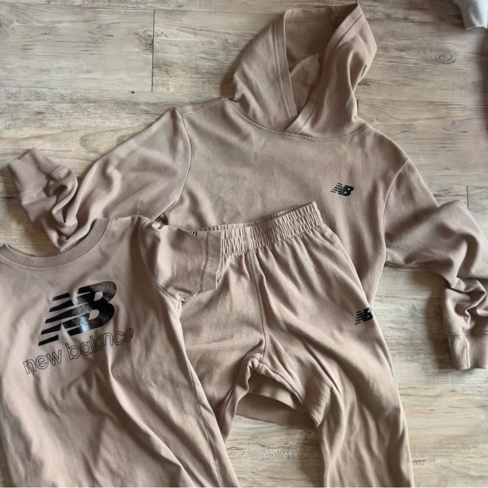 New Balance Beige Hoodie tee and Joggers Set